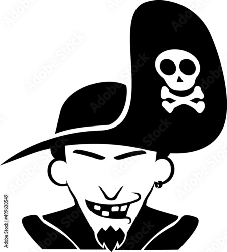Cartoon Pirate Swashbuckler Captain Raider Buccaneer Blackbeard Crew Ship Sailing Hat Skull