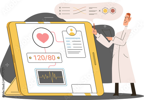 Online medical consultation and support metaphor. Online doctor. Healthcare services, Ask doctor. Tele medicine e-health service. Therapist videocalling phone screen. Diagnosis treatment of patients