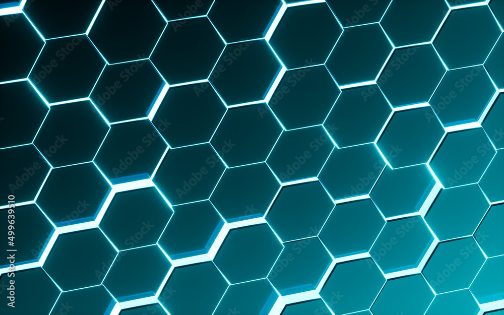 Glowing hexagonal background, 3d rendering. Glowing hexagonal background, 3d rendering.
