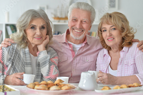 Senior people  drinking tea