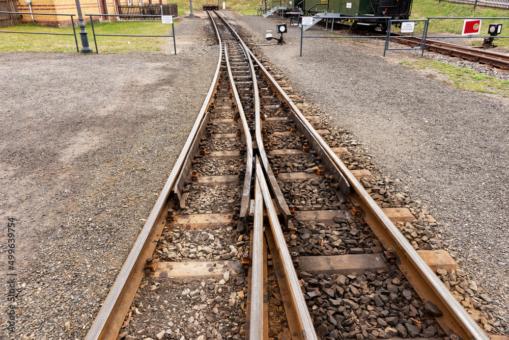 Fototapeta premium Railway tracks and switch of the narrow gauge railway
