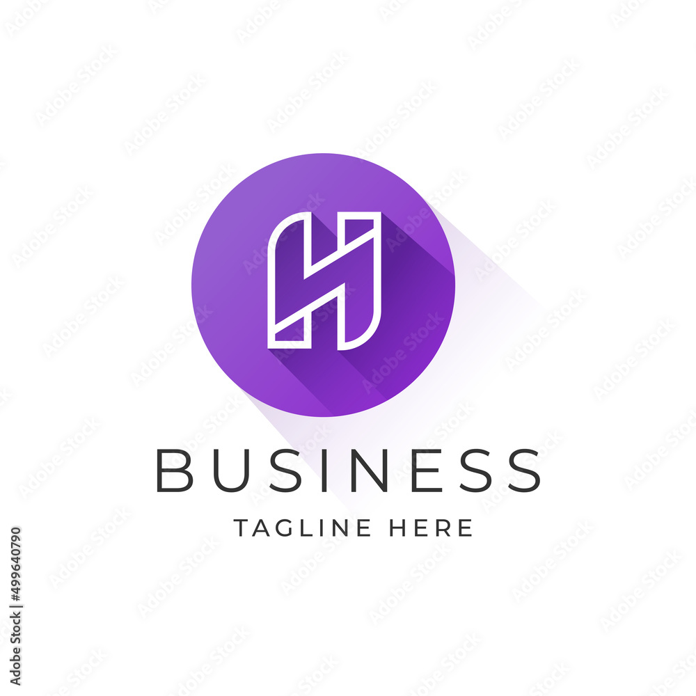 Letter H lines style logo design template with circle shape style Letter H lines style logo design template with circle shape style