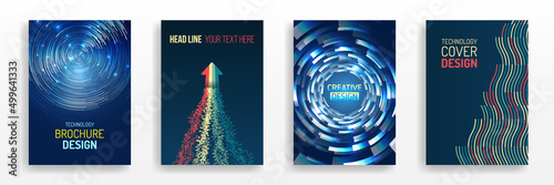 Futuristic layout for presentation, poster, leaflet, annual report, a4 size. Abstract vector template in hi-tech style. Modern cover design using tech elements and data visualization.