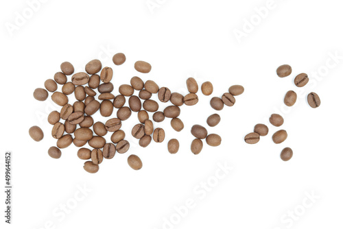 pile of coffee beans. isolated white background	
