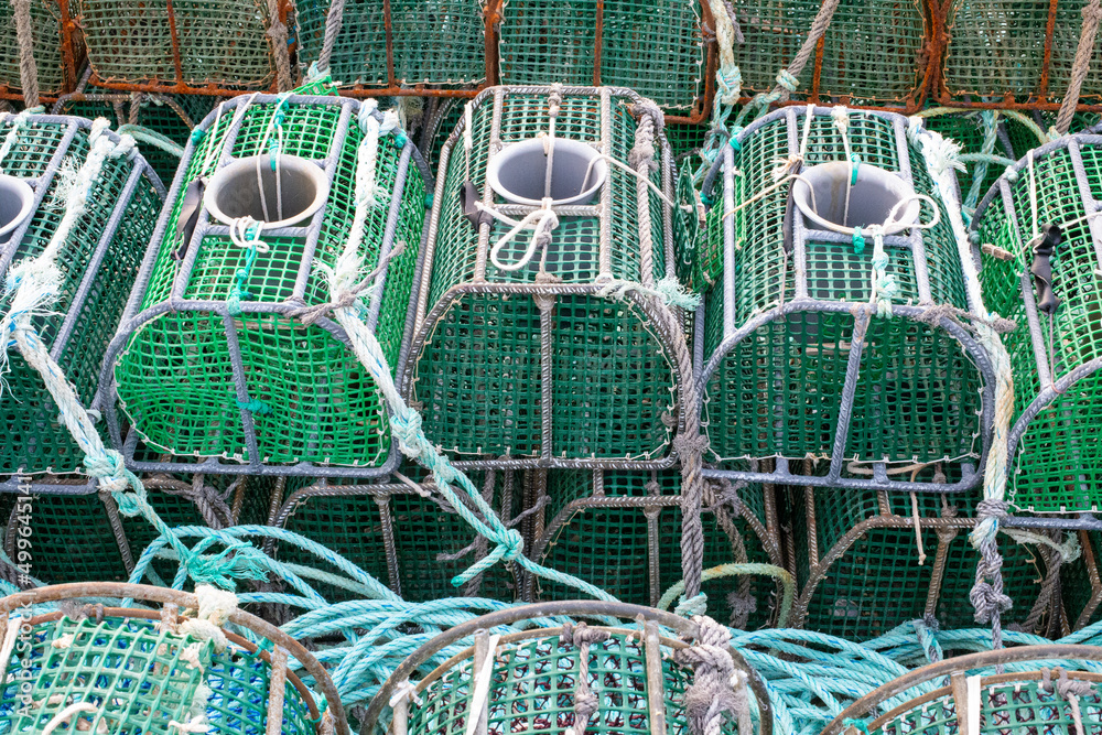 Fishing traps used by fishermen to catch fish in the sea Fishing traps used by fishermen to catch fish in the sea
