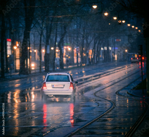 Vienna, Austria: traffic in night