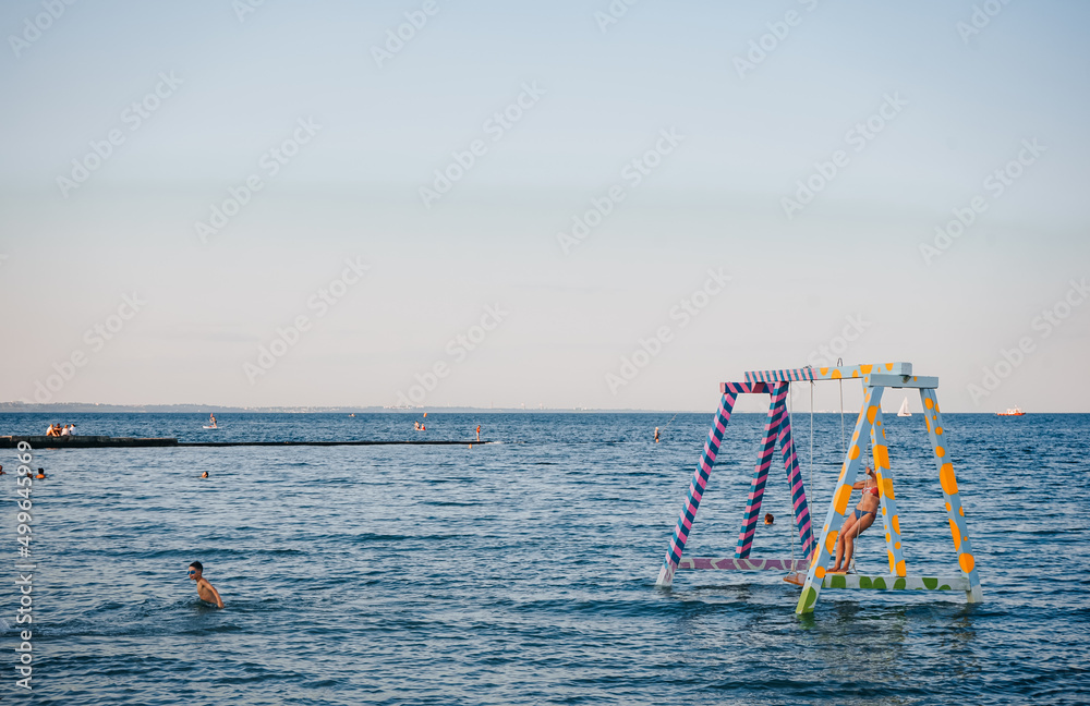 view on the beach in Odessa during covid pandemic in Summer 2021. view on the beach in Odessa during covid pandemic in Summer 2021.