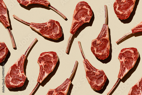 Valokuvatapetti Pattern of Raw Tomahawk Steak