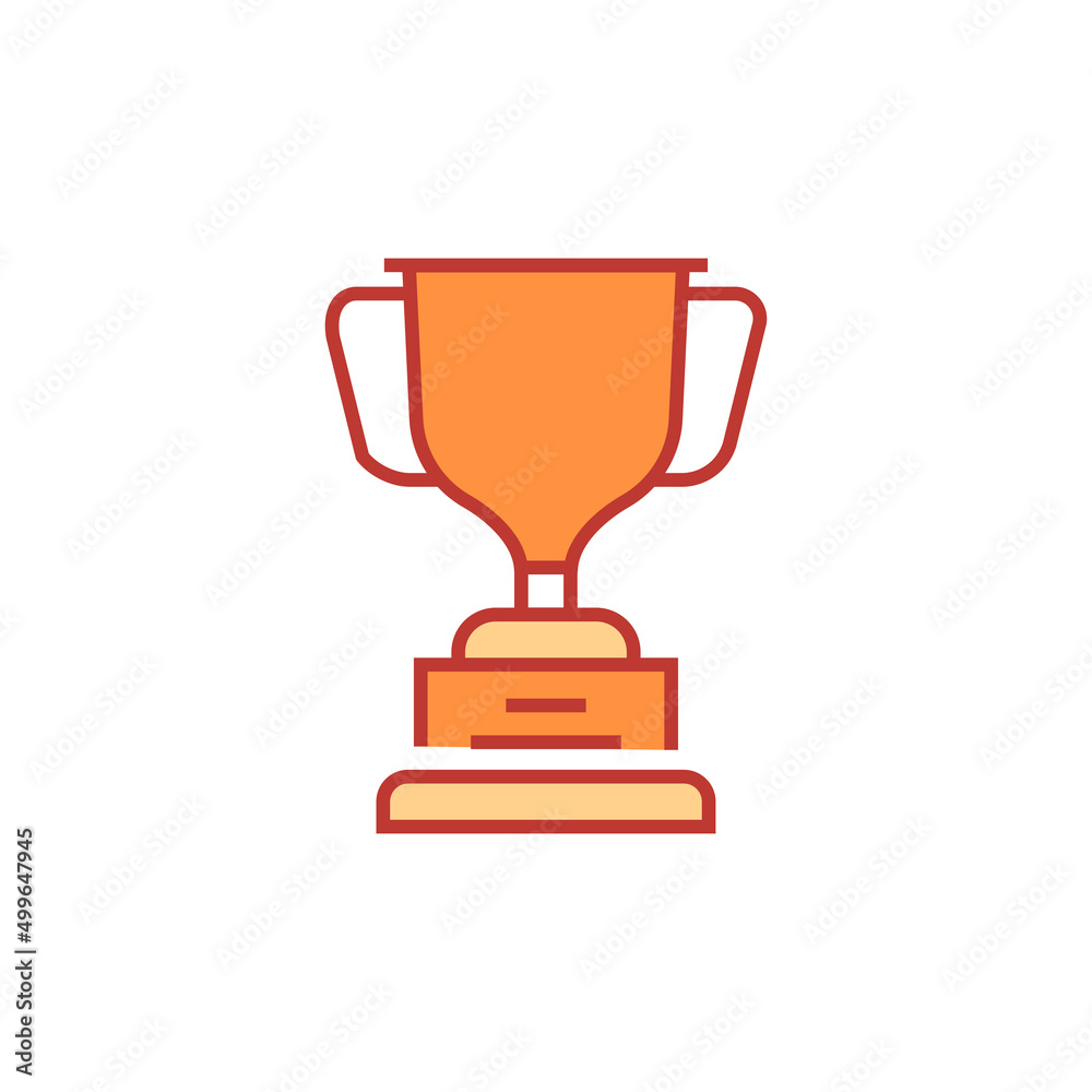 Golden trophy icon. Victory vector illustration. Isolated contour of orthopedic material on white background. Editable stroke. Golden trophy icon. Victory vector illustration. Isolated contour of orthopedic material on white background. Editable stroke.