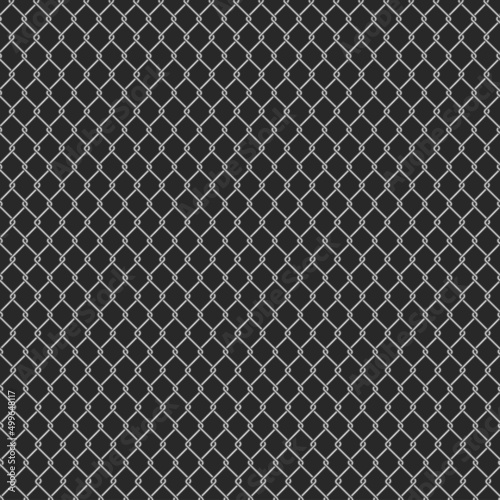 Realistic Detailed 3d Metal Fence Wire Mesh Seamless Pattern Background. Vector