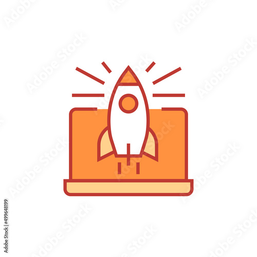 Startup icon. New project vector illustration. Isolated contour of orthopedic material on white background. Editable stroke.