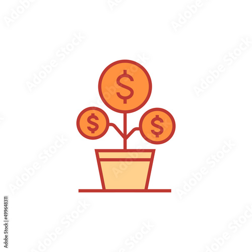 Financial profit increase icon. Growth investment vector illustration. Isolated contour of orthopedic material on white background. Editable stroke.