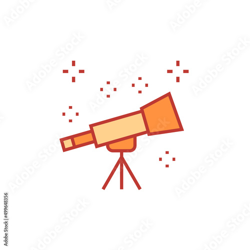 Telescope icon. Astronomy vector illustration. Isolated contour of orthopedic material on white background. Editable stroke.