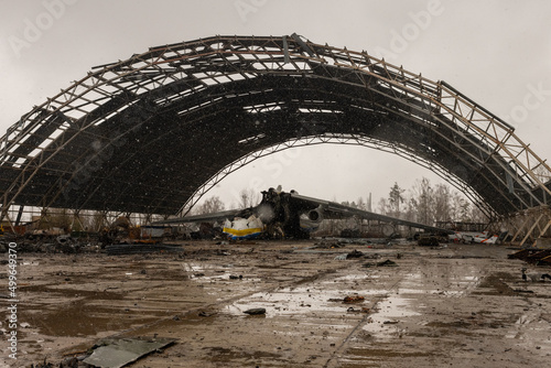 war destroyed on Ukraine airport by russian troops photo