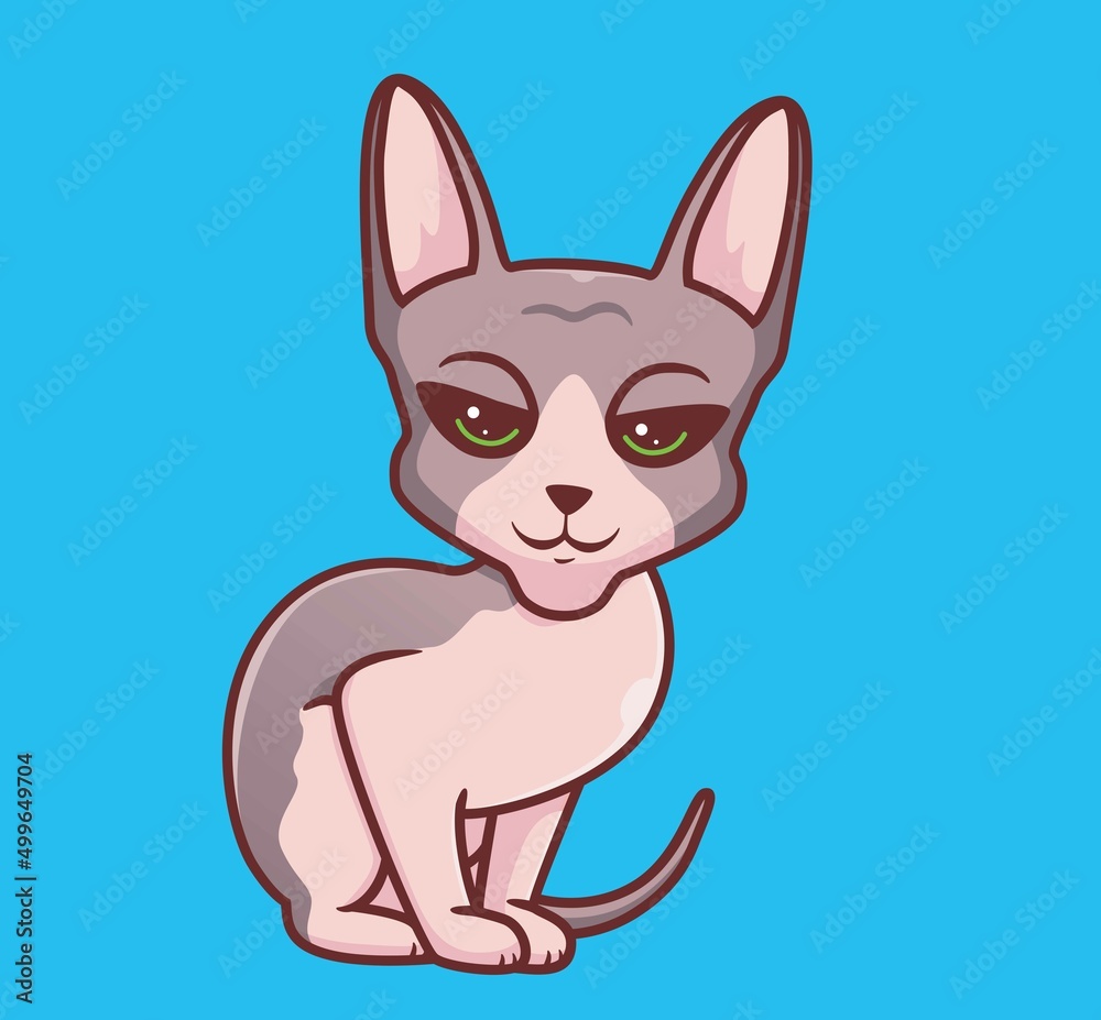 cute sphinx cat sitting. isolated cartoon animal illustration. Flat Style Sticker Icon Design Premium Logo vector. Mascot Character