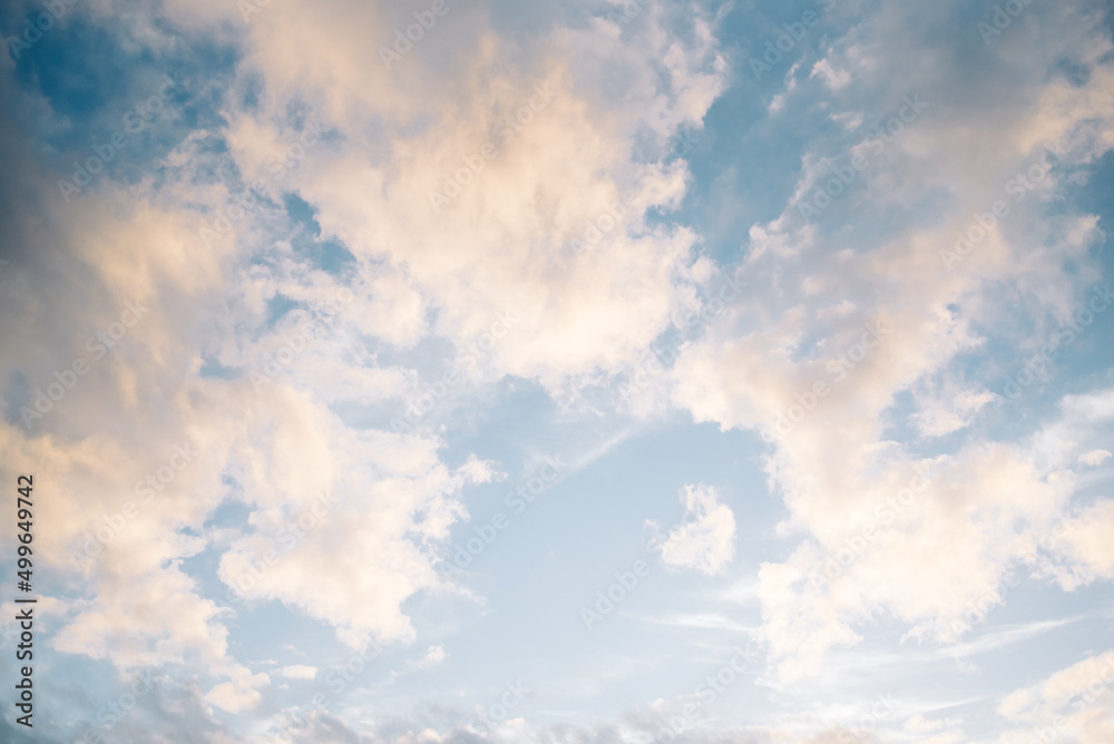 Pink, orange, blue clouds over Carolina Beach, North Carolina