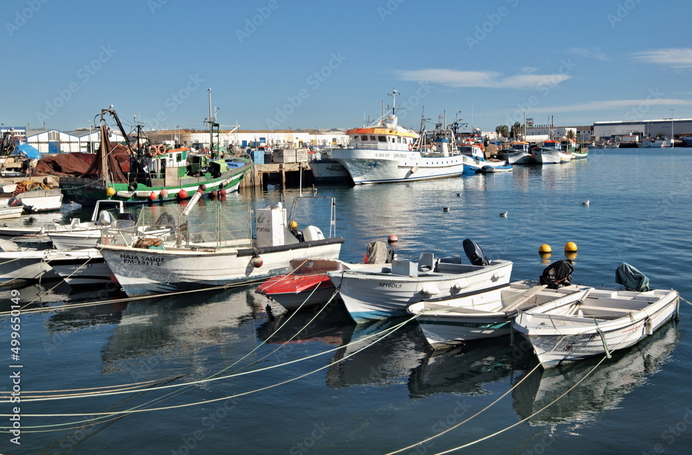 Small boats on the ria in Olhao, Algarve - Portugal