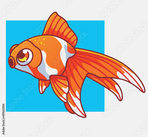 cute gold fish orange. isolated cartoon animal illustration. Flat Style Sticker Icon Design Premium Logo vector. Mascot Character