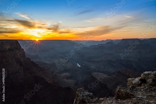 Dramatic vibrant sunset scenery in Grand Canyon National Park, A