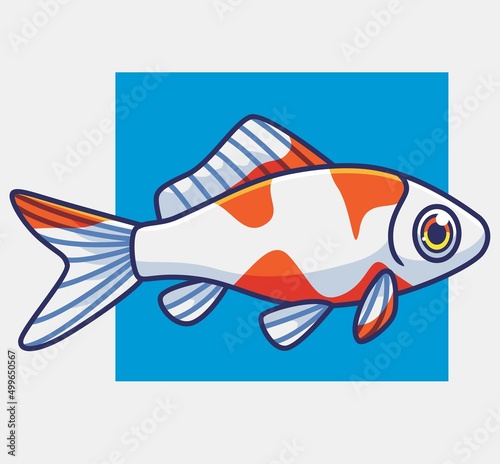 cute gold fish young white. isolated cartoon animal illustration. Flat Style Sticker Icon Design Premium Logo vector. Mascot Character