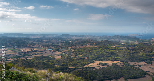 Panoramic views of the Menorcan countryside from the El Toro lookout point, municipality of Es Mercadal, Menorca, Spain photo