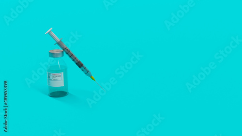 3d illustration, syringe and vaccine, copy space, 3d rendering