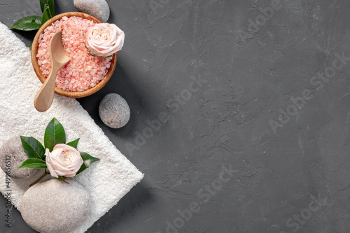 Beauty treatment composition with spa stonea and pink sea salt photo