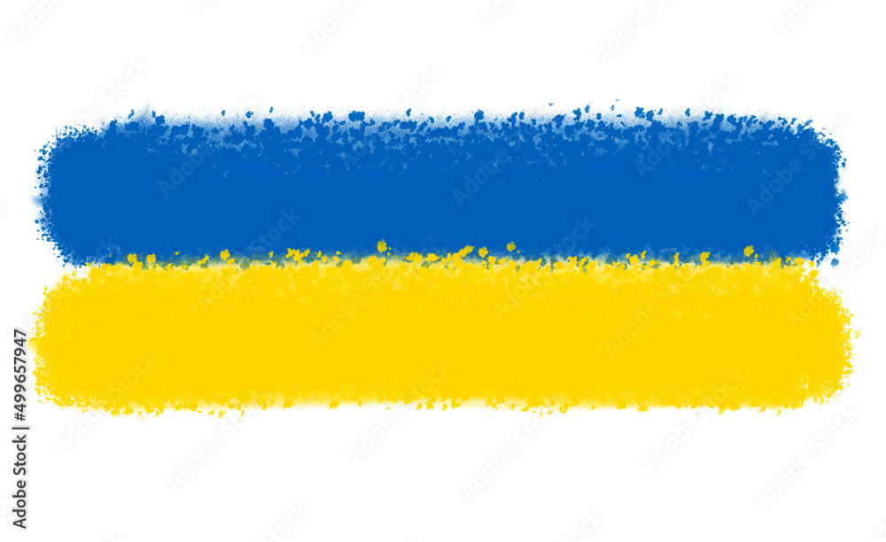 Obraz premium Ukrainian flag painted over white