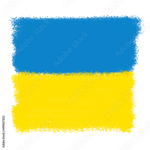 drawing of Ukrainian flag over white