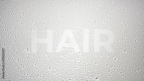 Quadro em tela Inscription hair printed on the wet glass on grey background | hair care commerc