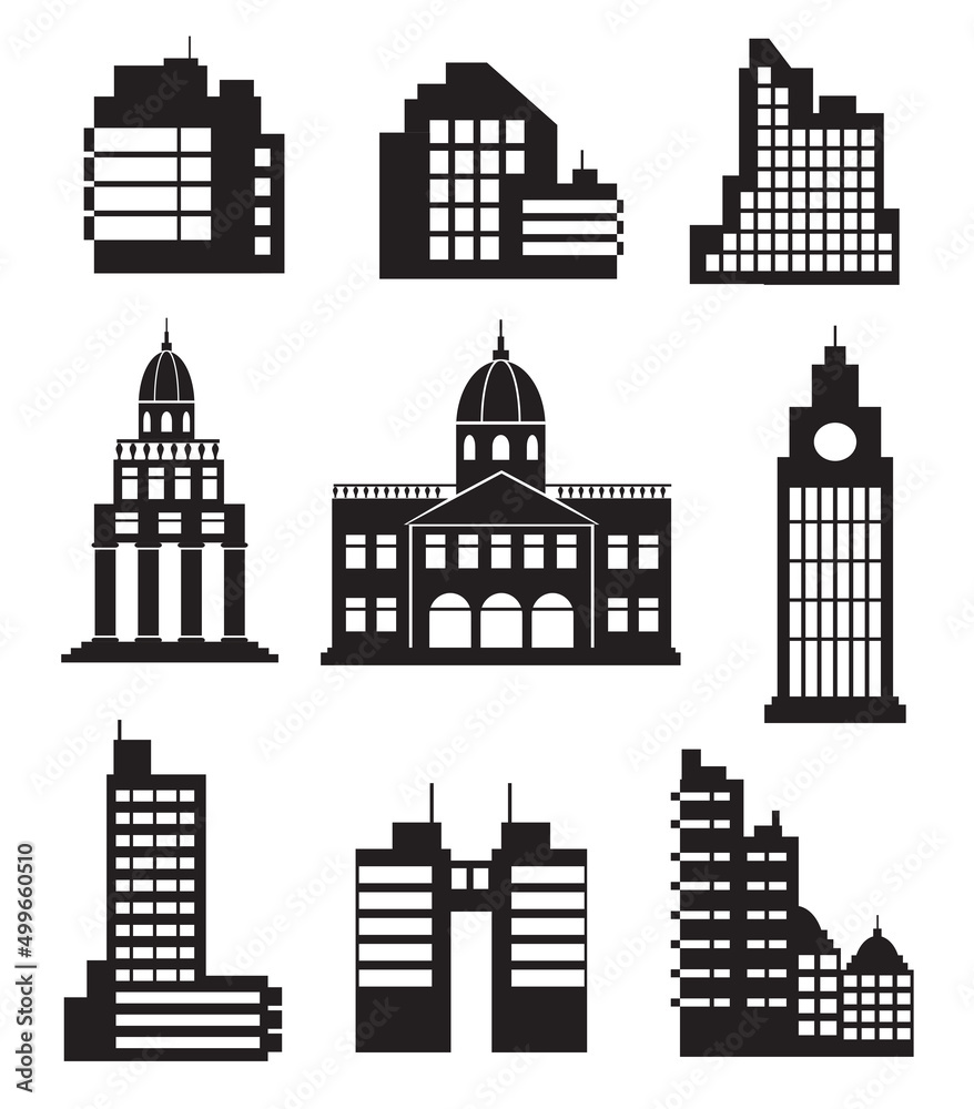 Set of silhouettes Architecture vector illustration city for business