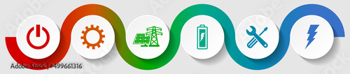 Energy concept infographic vector template, electricity flat design illustration