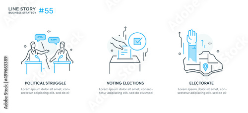 Set of illustrations icons elections, voting. debits, electorate