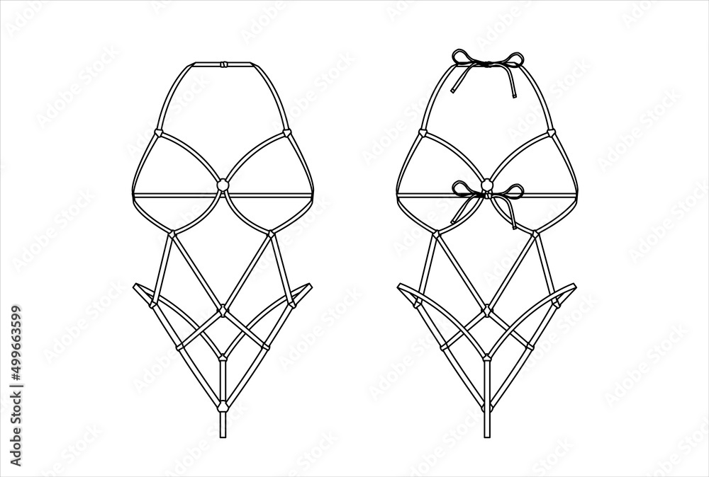 Women's body cage flat sketch template