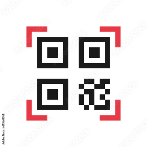 QR code icon. Vector illustration in flat design. Isolated on white background.
