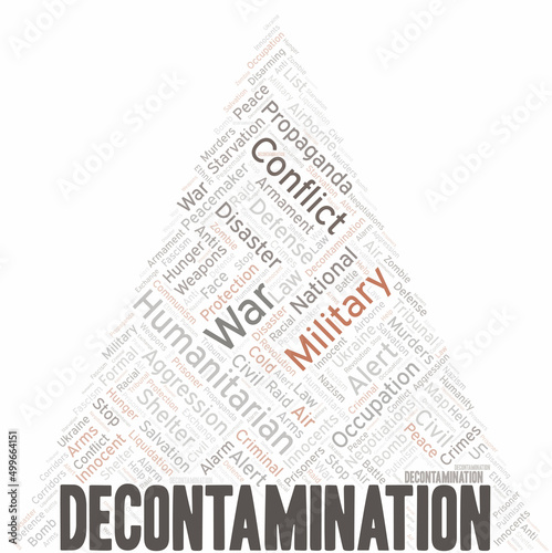 Decontamination word cloud. Vector made with the text only.