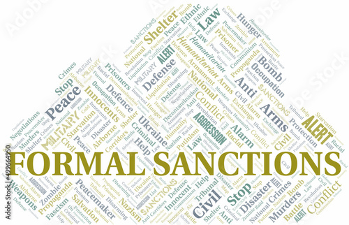 Formal Sanctions word cloud. Vector made with the text only.