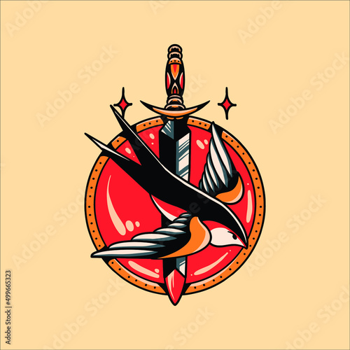 swallow tattoo vector design