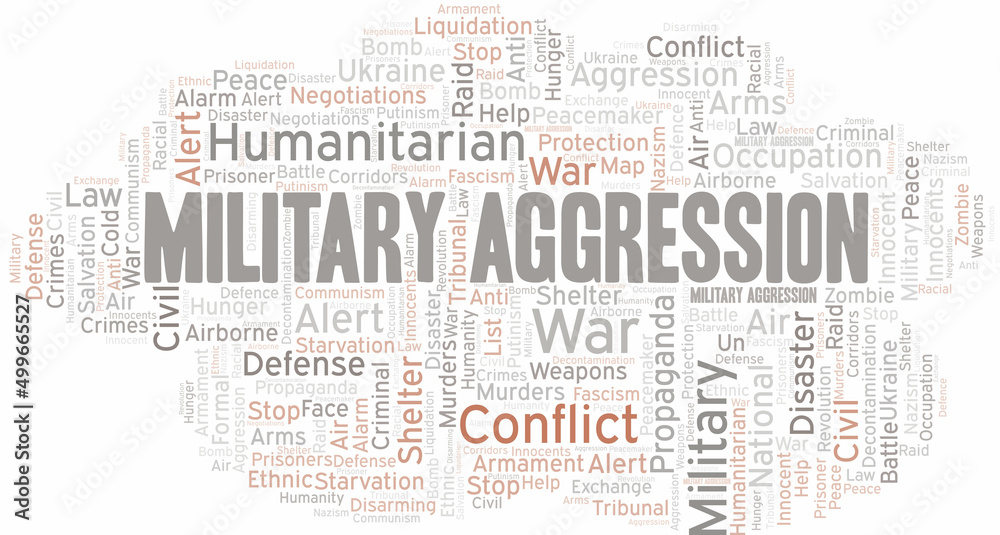 Military Aggression word cloud. Vector made with the text only. Military Aggression word cloud. Vector made with the text only.