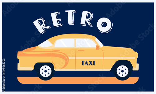 Retro taxi illustration Taxi services mobile app website template. Home page concept. Vector illustration Business card isolated on white background