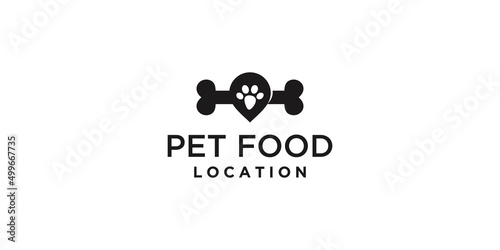 Pet logo design with love and location concept Premium Vector