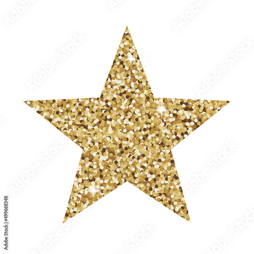 Gold glitter star vector illustration isolated on white background. Sparkling star design for cards  shirts  Christmas decoration  banners and so on 