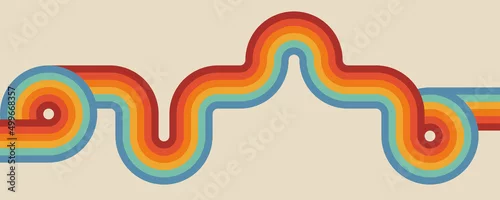Fototapeta Striped colorful circles geometric vintage with retro 80s style effect texture