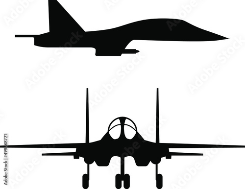 Su-34 Russian fighter-bomber aircraft icon vector image. photo