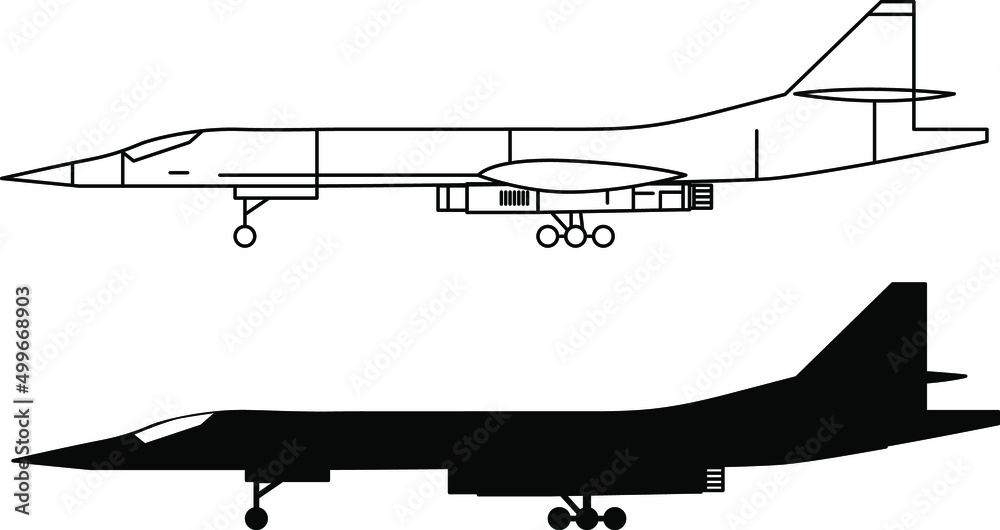 russian plane bomber tu 160 vector image.