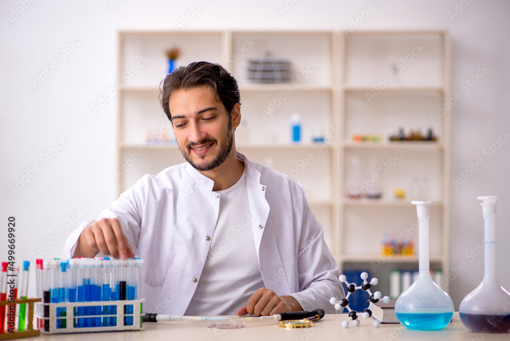 Young male chemist working at the lab Young male chemist working at the lab