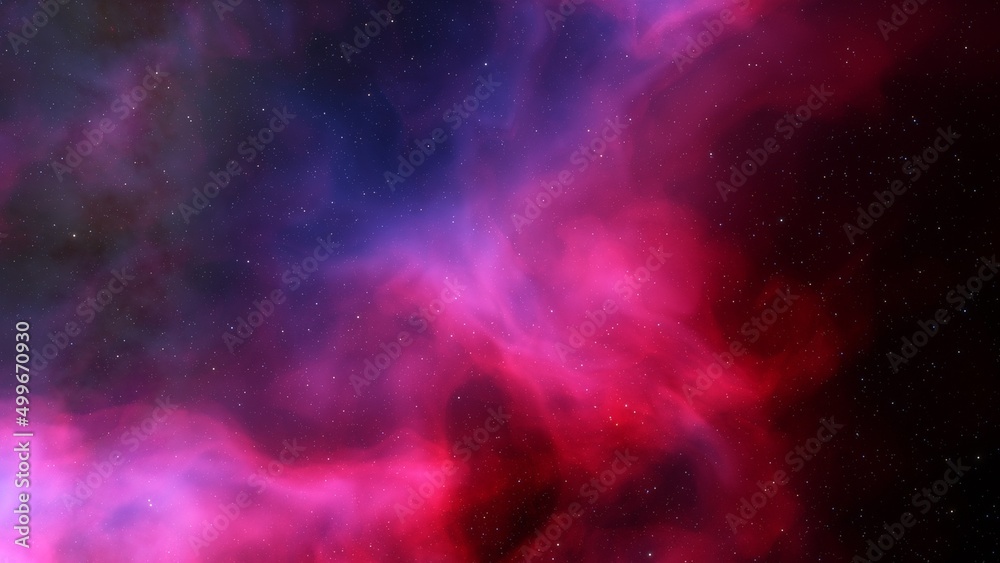 Realistic cosmos and color nebula. Colorful galaxy. 3d illustration