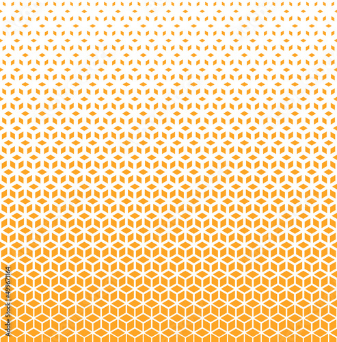 Orange halftone pattern on white background. Linear halftone backdrop. Isolated vector illustration on white background.