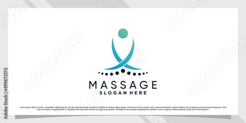 Massage logo design template with hand and unique concept