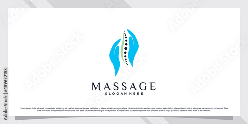Massage logo design template with hand and unique concept